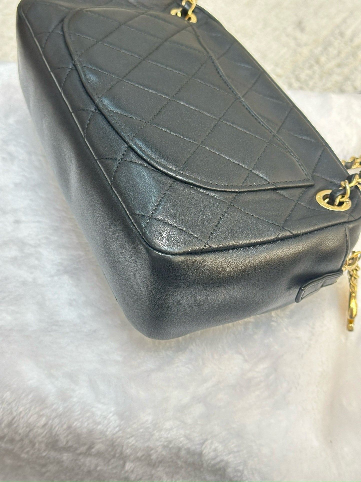 Chanel Lambskin Quilted All About Chains Camera Bag Black