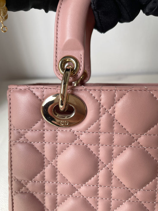 Dior Small Lady Dior ABC  in Fard /Blush Lambskin and LGHW