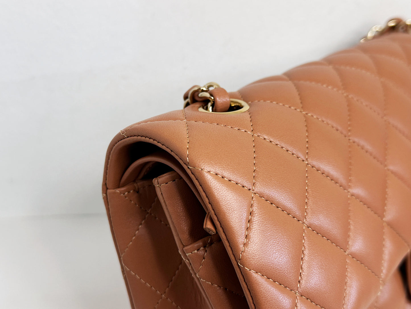 Chanel 21P Caramel Medium Lambskin Classic Double Flap Bag LGHW 3102 holo card