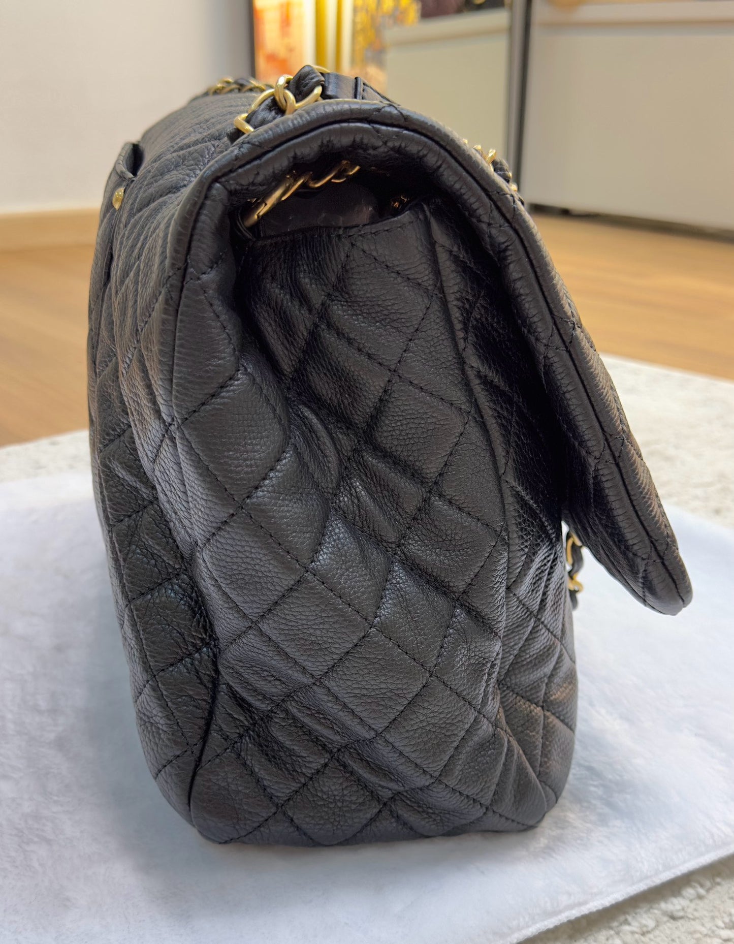 Chanel XXL Travel Calfskin Quilted Flap Bag Black GHW