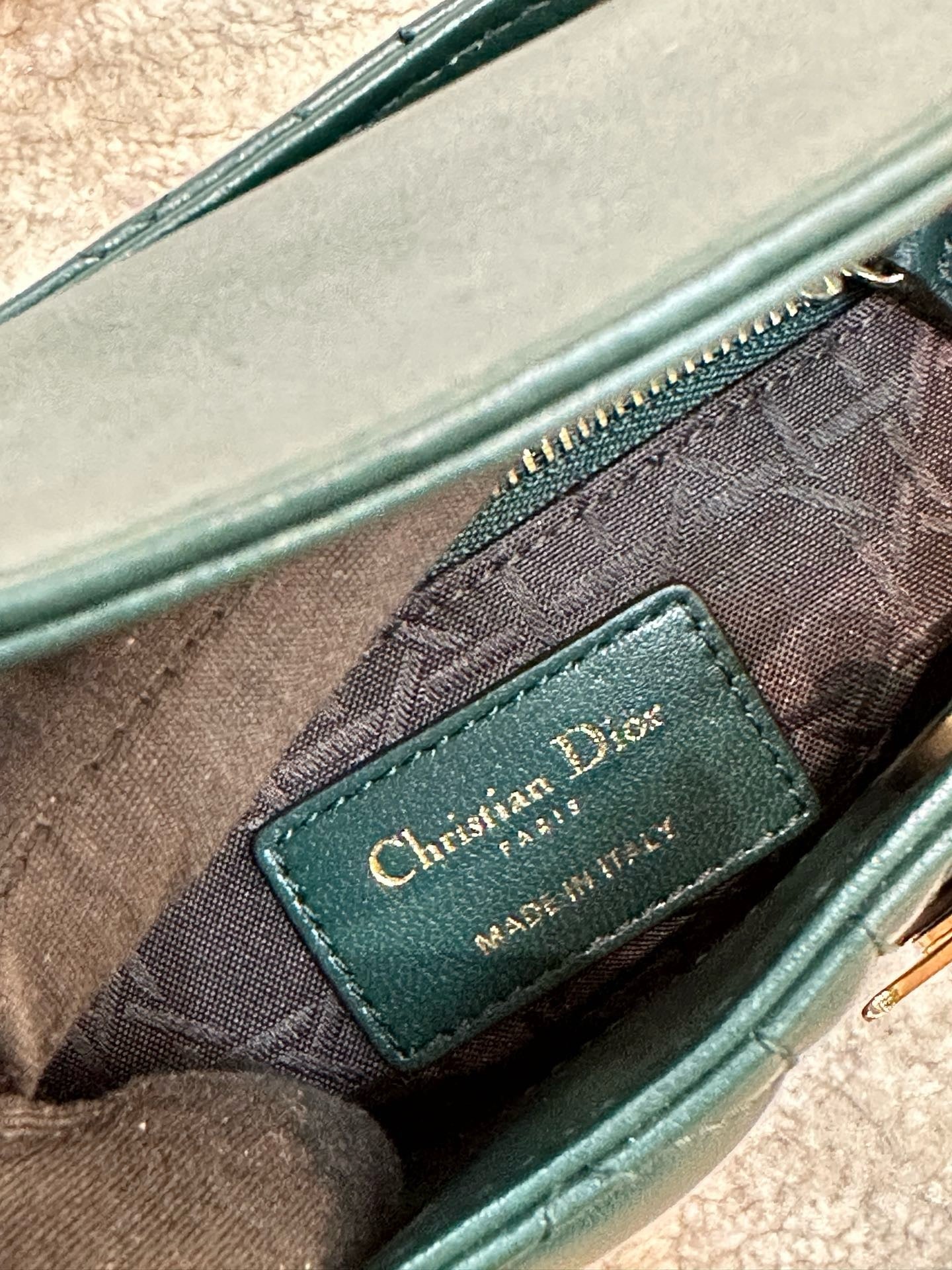 Christian Dior Mini Lambskin Cannage Lady Dior Green