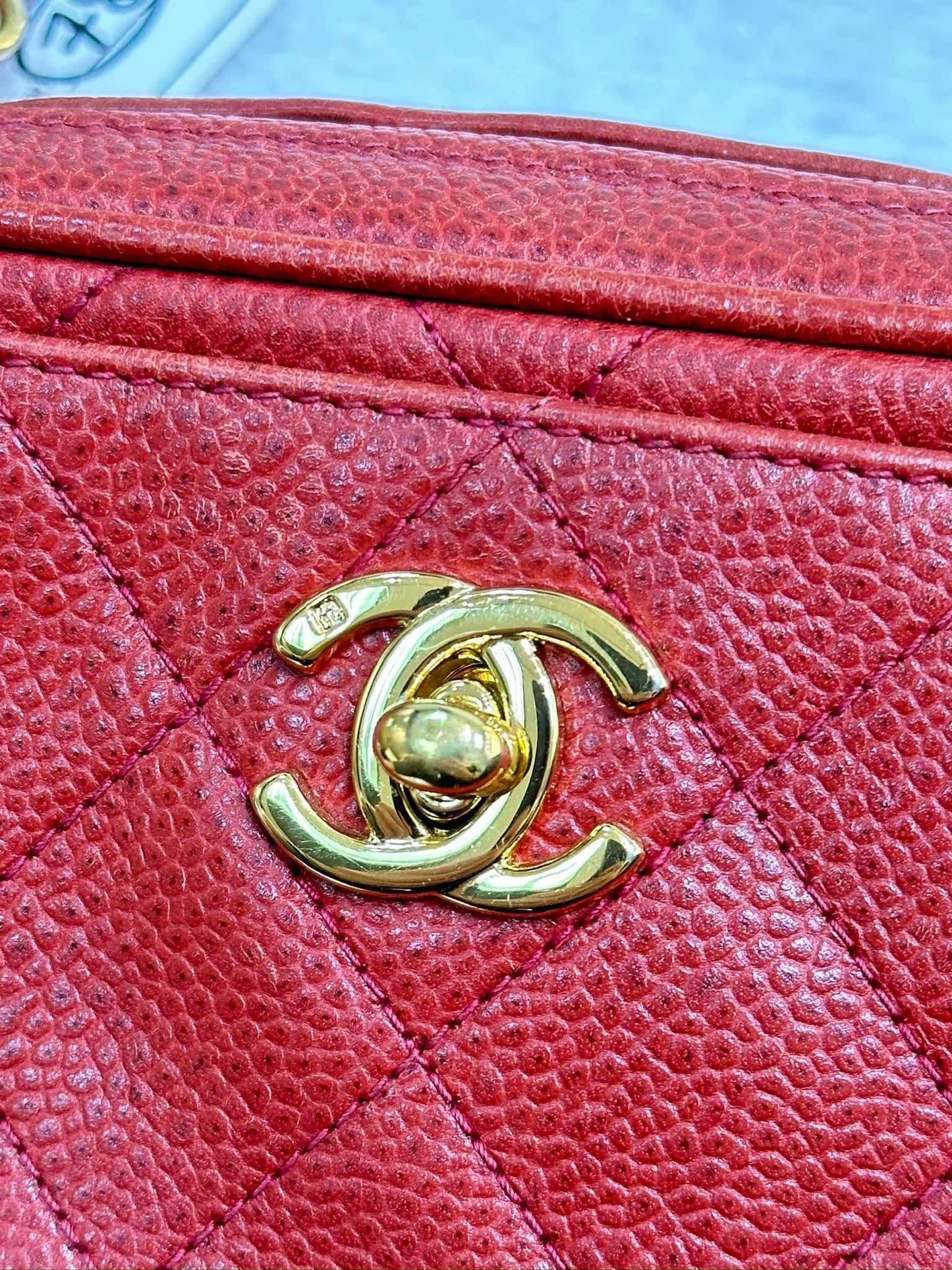 Chanel Caviar Quilted Camera Case Red