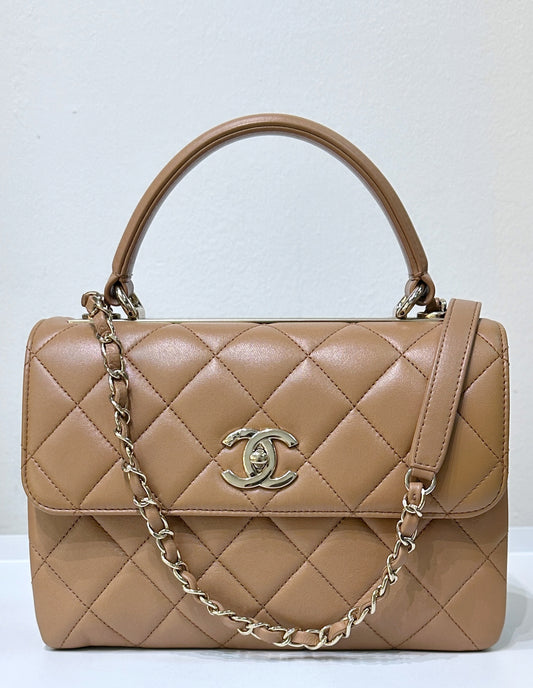 CHANEL  Small Trendy CC  Handle Flap Bag 19K Brown