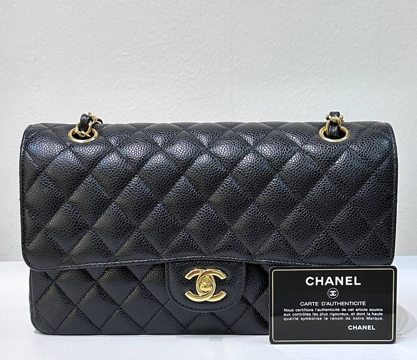 Chanel Medium Caviar Double Flap Black Bag GHW