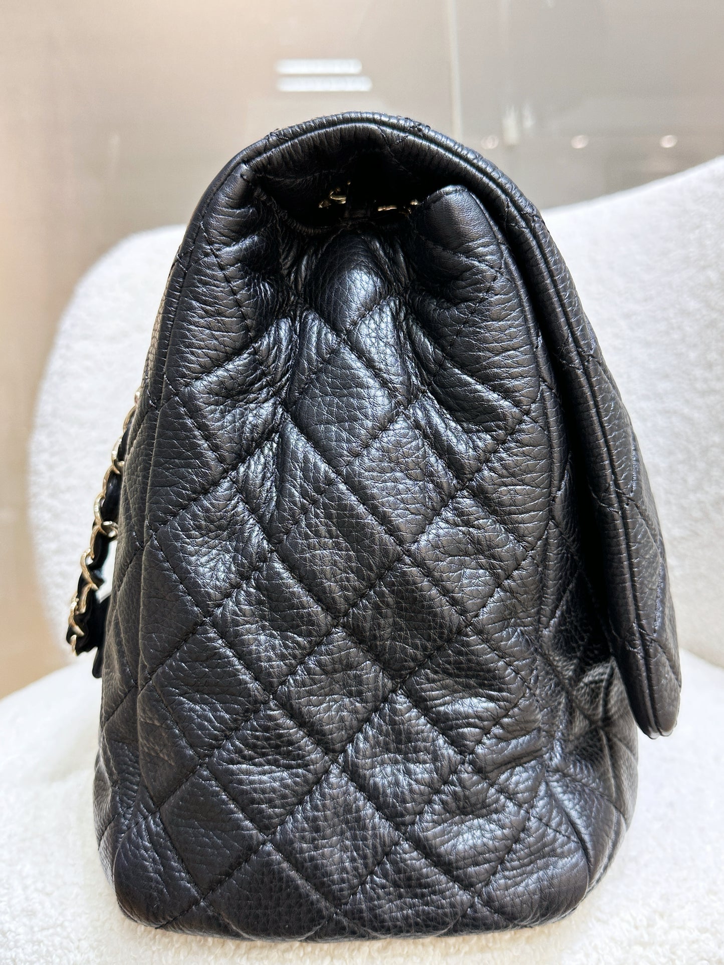 Chanel 2017 Calfskin Quilted XXL Travel Flap shoulder bag Black GHW 2354 holo card