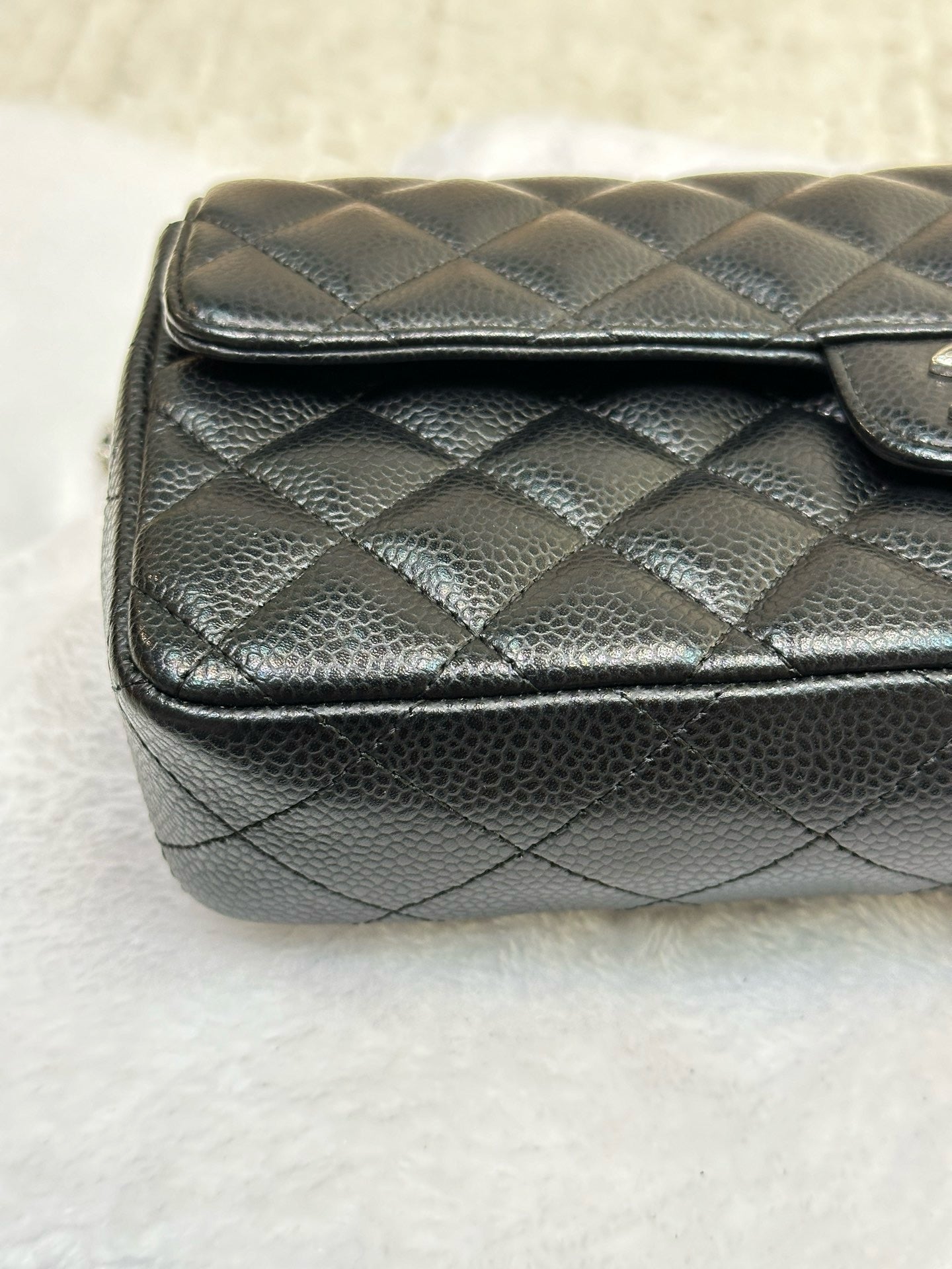 Chanel Caviar East West Flap Bag Black SHW 1186 holo card