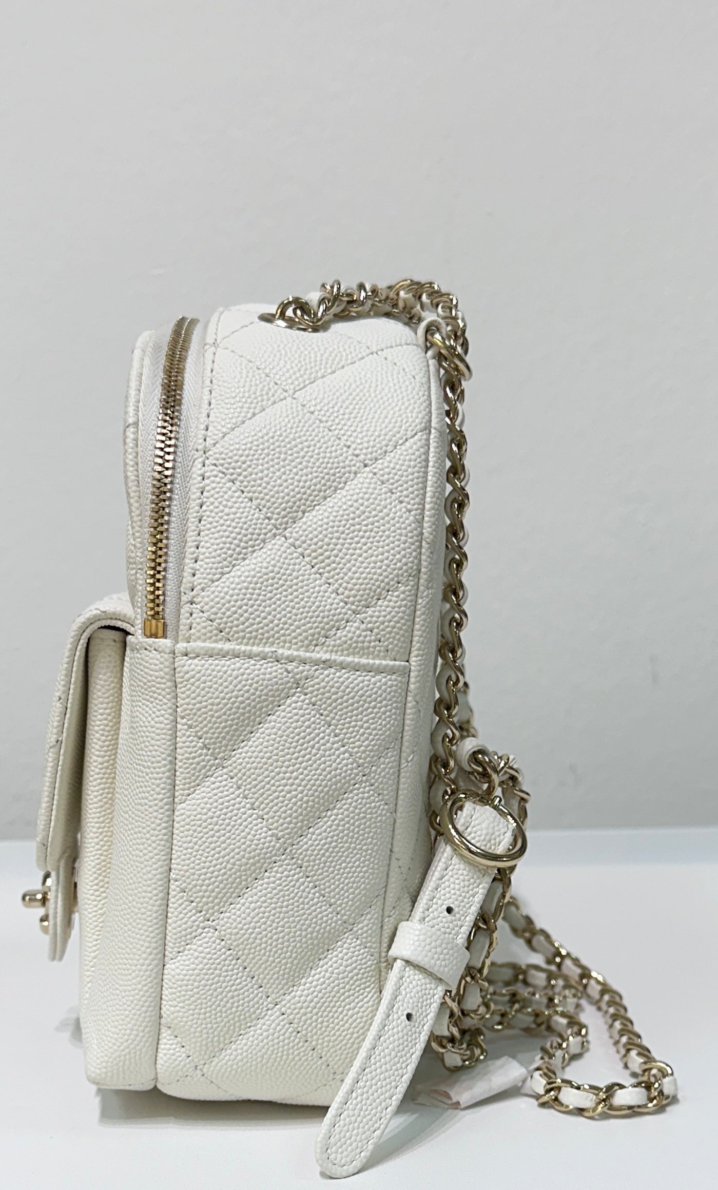 Chanel White CC Day Mini Quilted Backpack