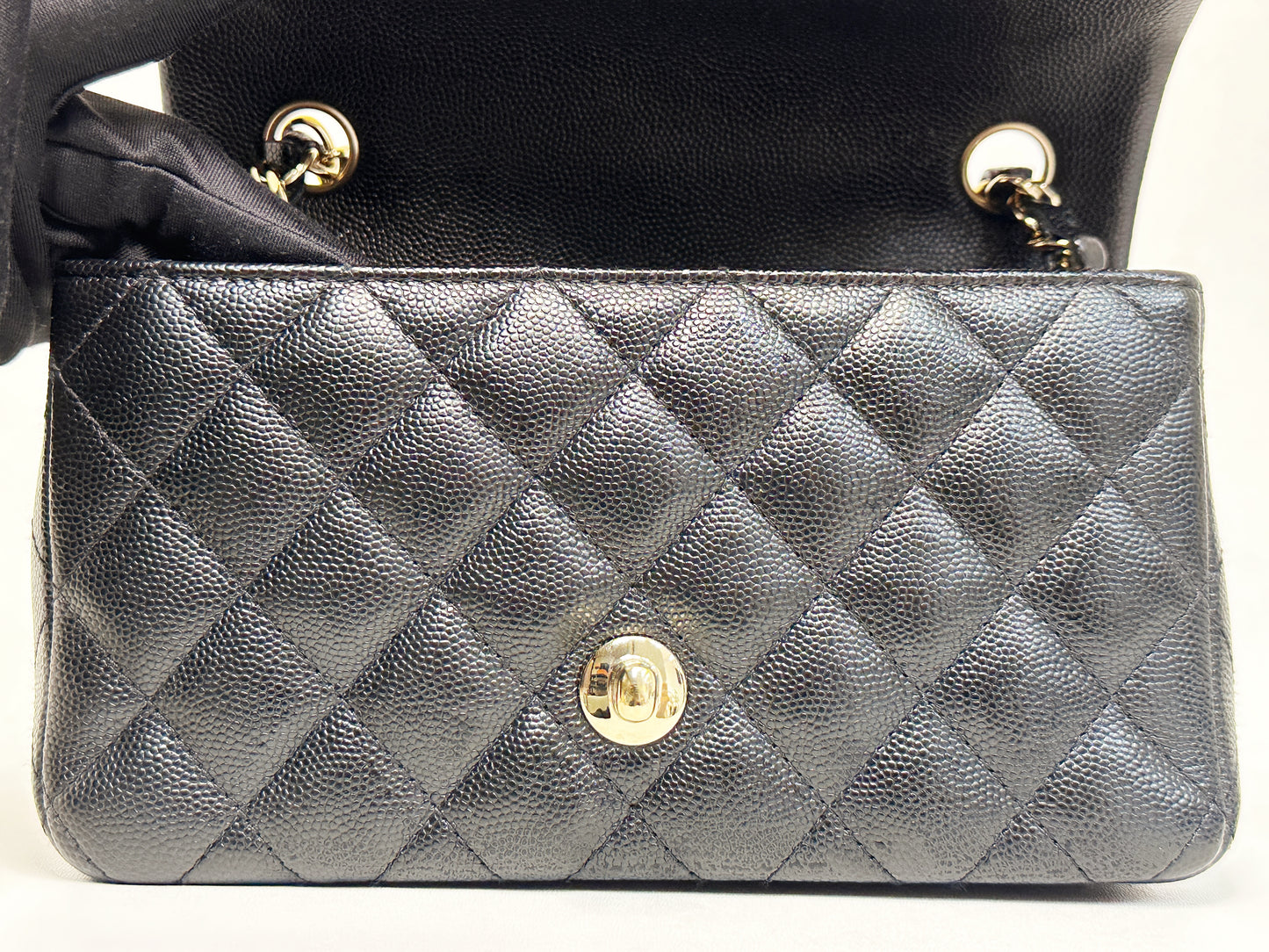 Chanel Mini Rectangular Classic Flap Black Bag 17B LGHW 2456 holo card