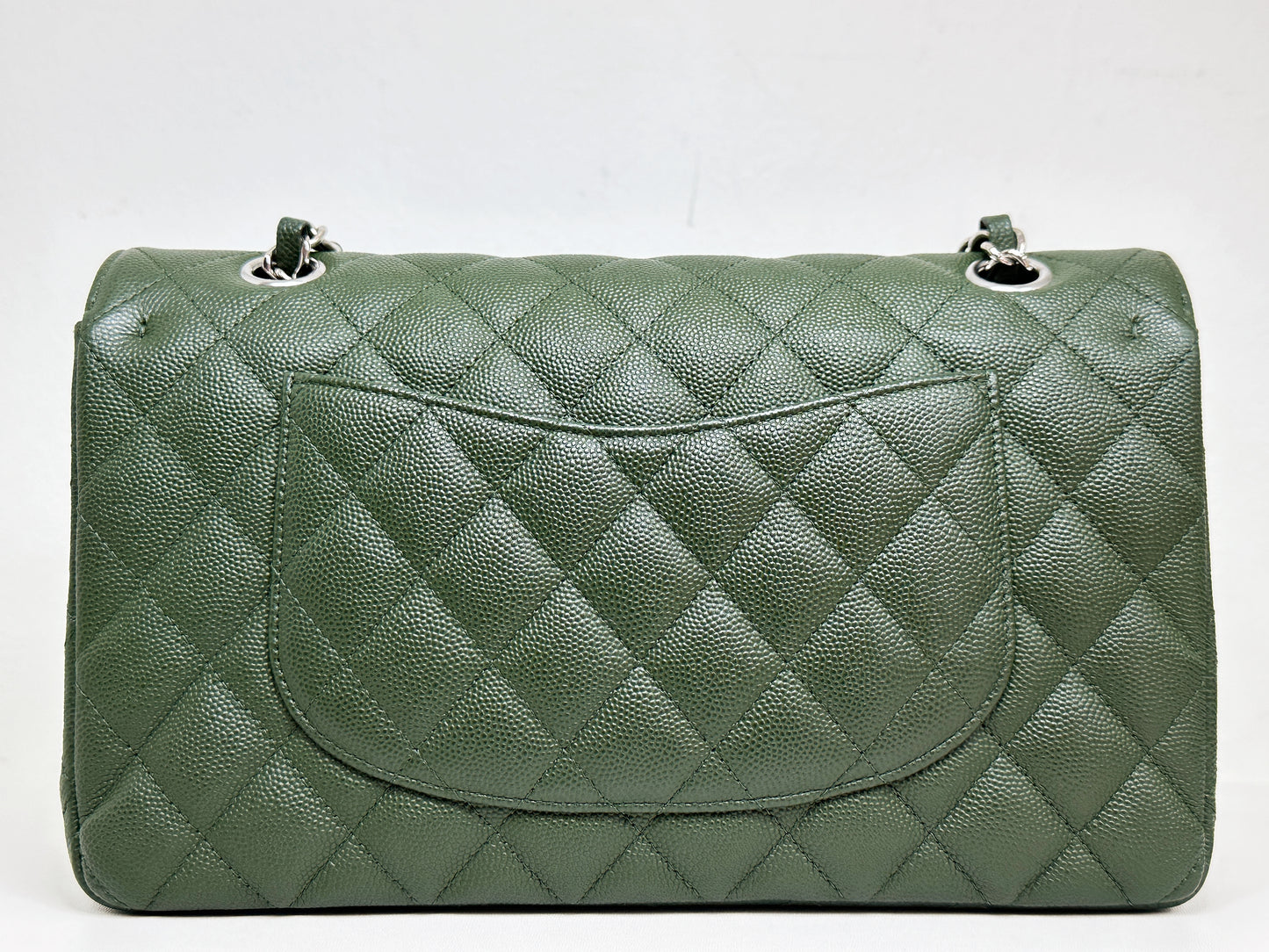 Chanel Medium Classic Quilted Double Flap Bag Green 2517 holo