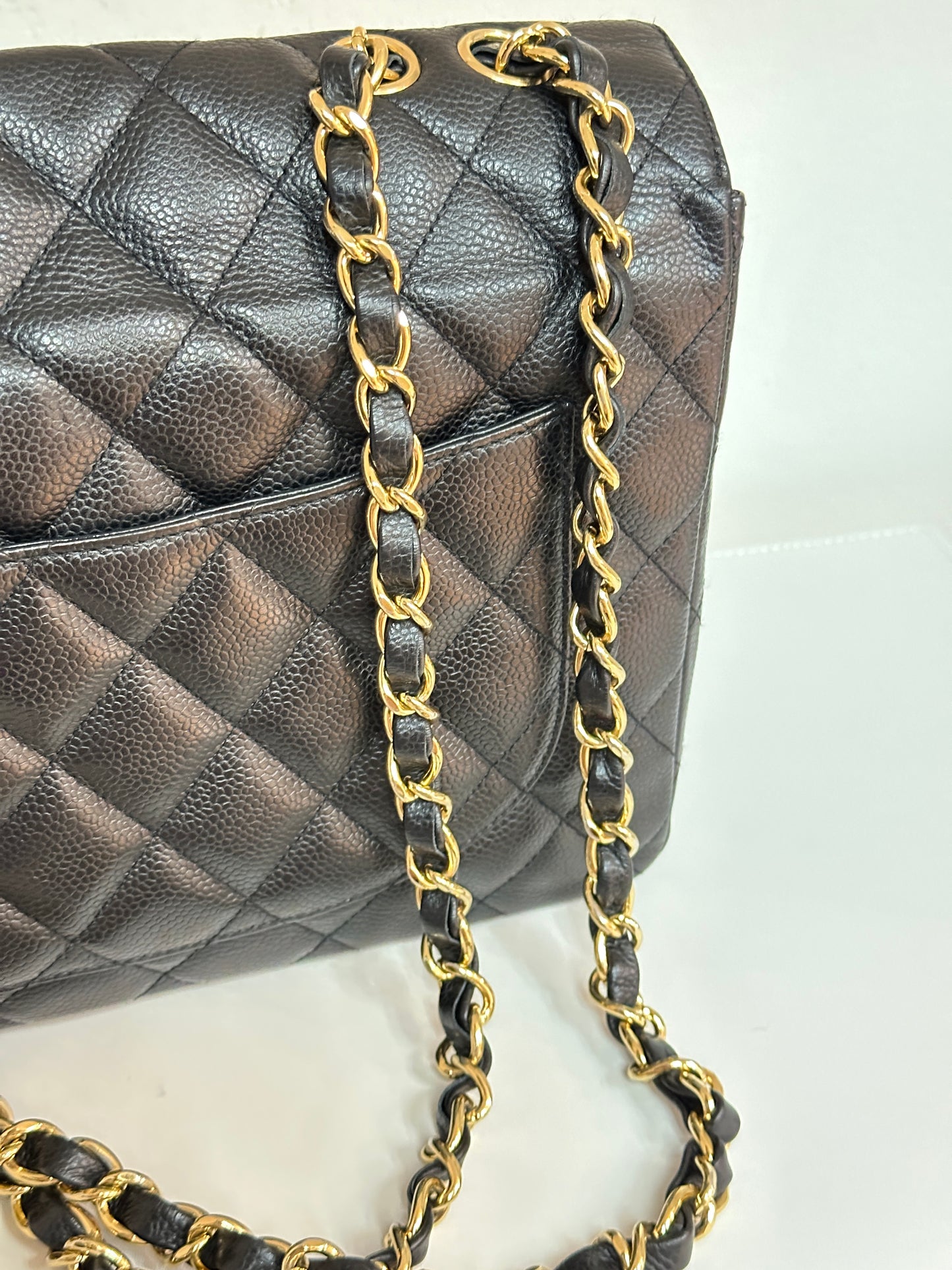 Chanel Jumbo Classic Single Flap Caviar Leather Black 1249 holo