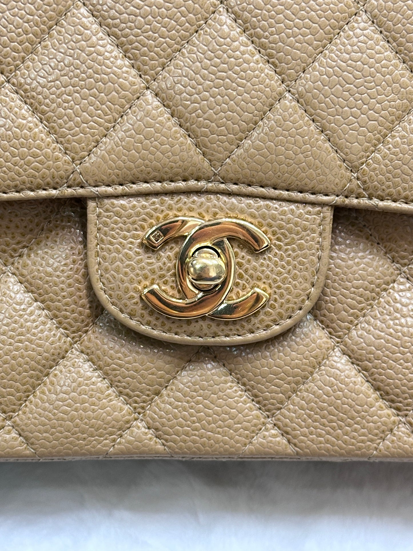 Chanel Small Caviar Quilted Double Flap Bag Beige