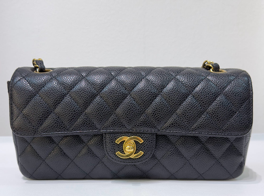 Chanel Caviar East West Flap Bag Black GHW