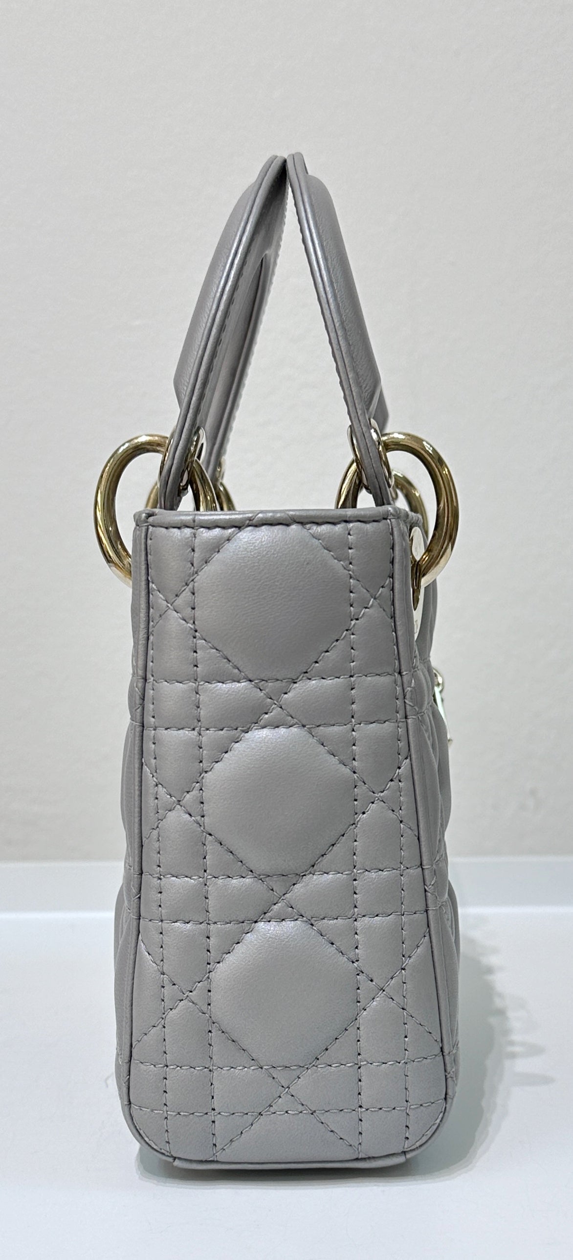 DIOR Mini Lady Dior Pearl Grey GHW