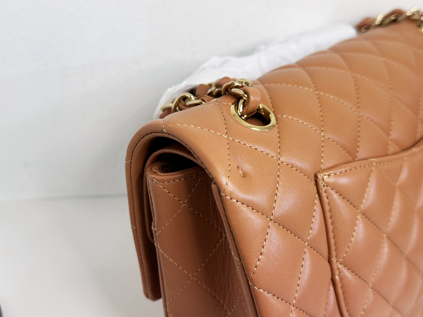 Chanel 21P Caramel Medium Lambskin Classic Double Flap Bag LGHW 3102 holo card
