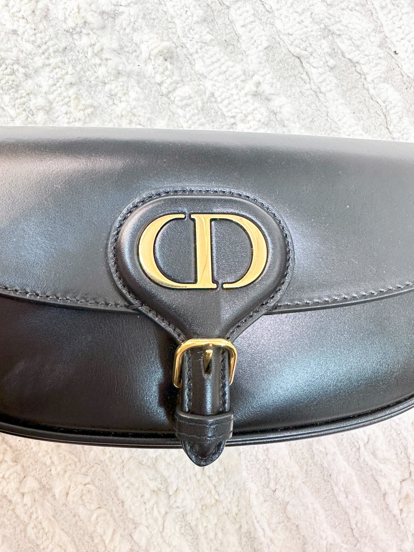 CHRISTIAN DIOR Box Calfskin East West Bobby Bag Black