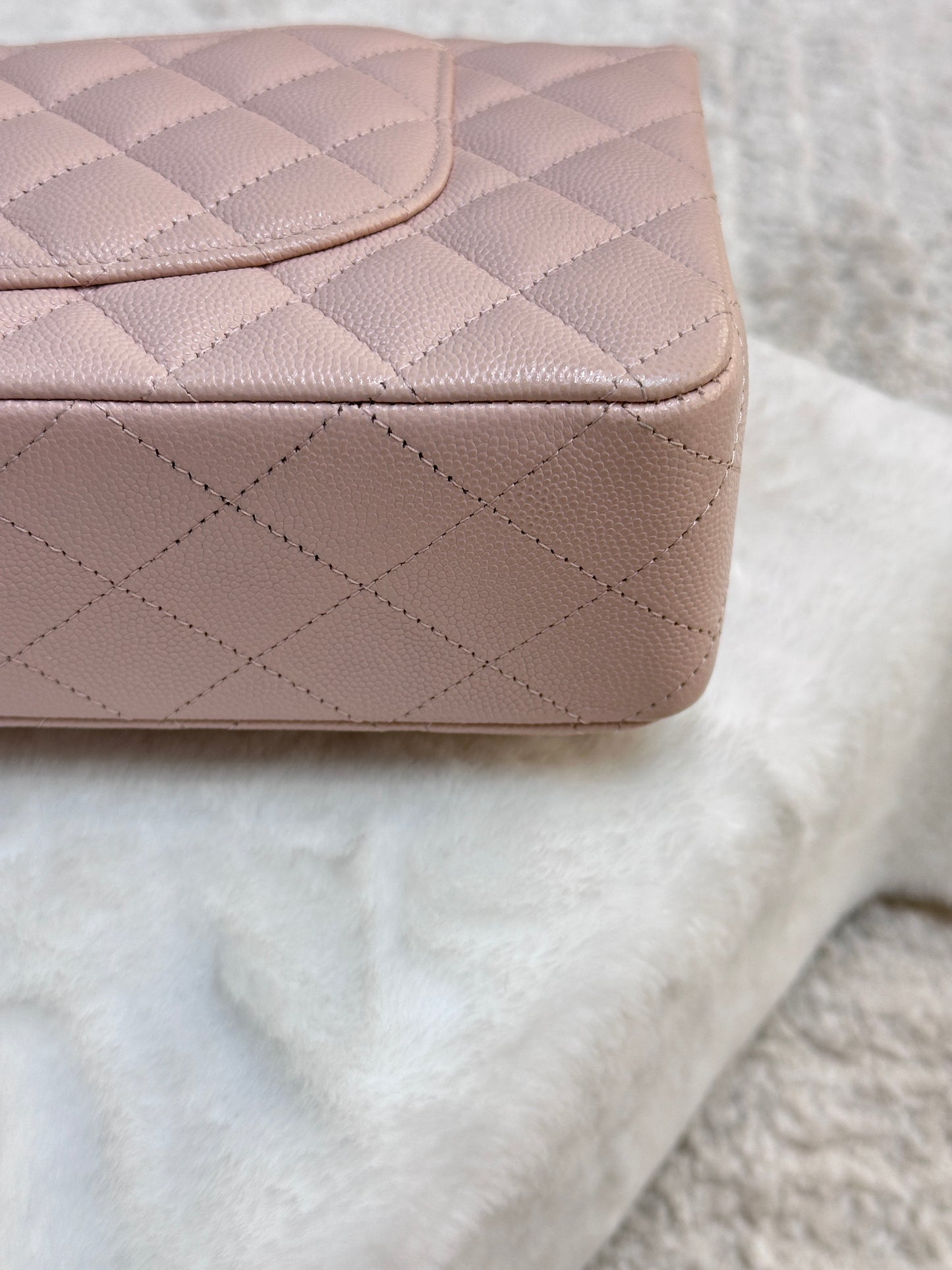 Chanel Medium Caviar Quilted Double Flap Light Pink 21Ｃ