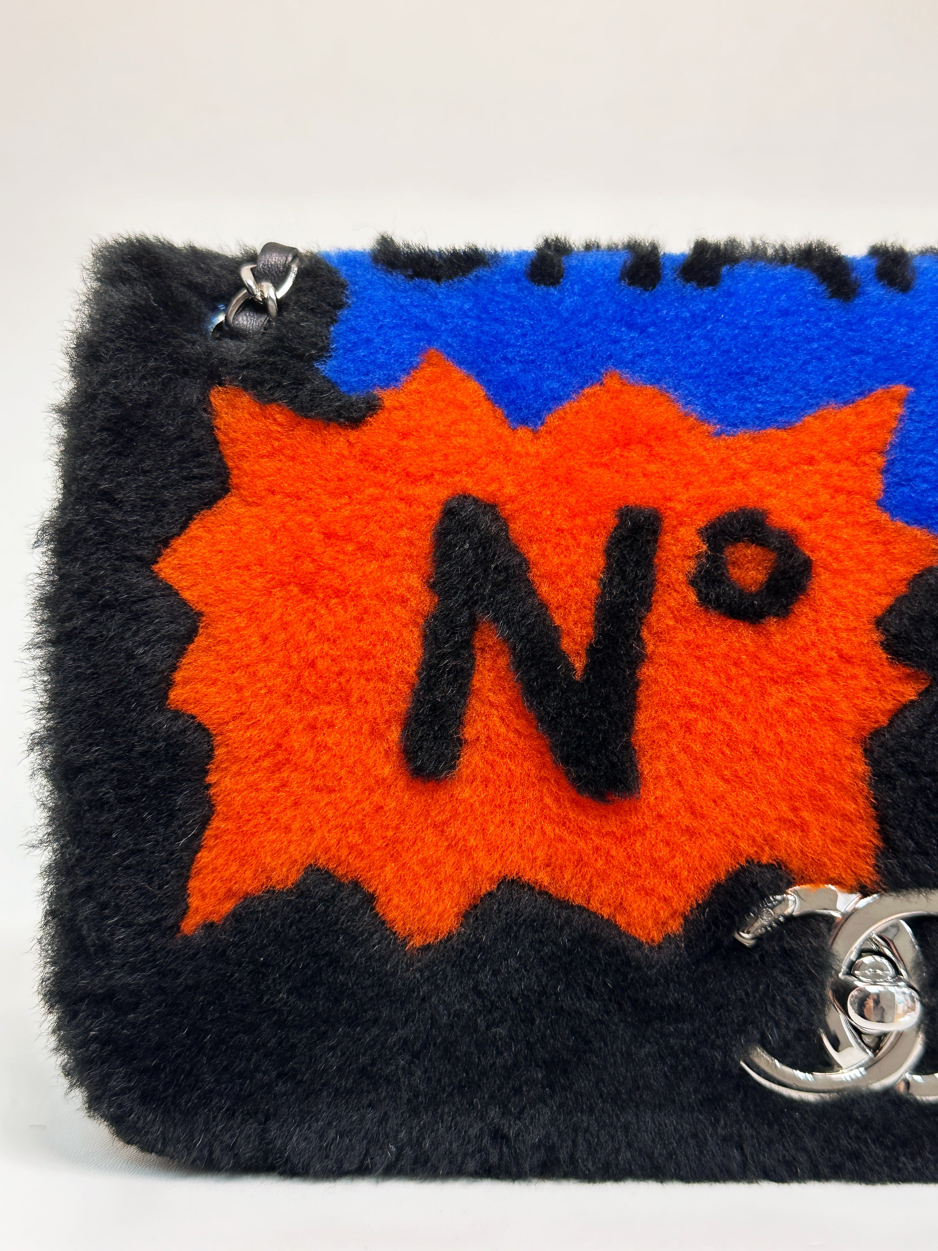 Chanel Medium Classic Flap Pop Art No. 5 Caption Comic Lambskin Black Multicolor Bag 2012 holo card