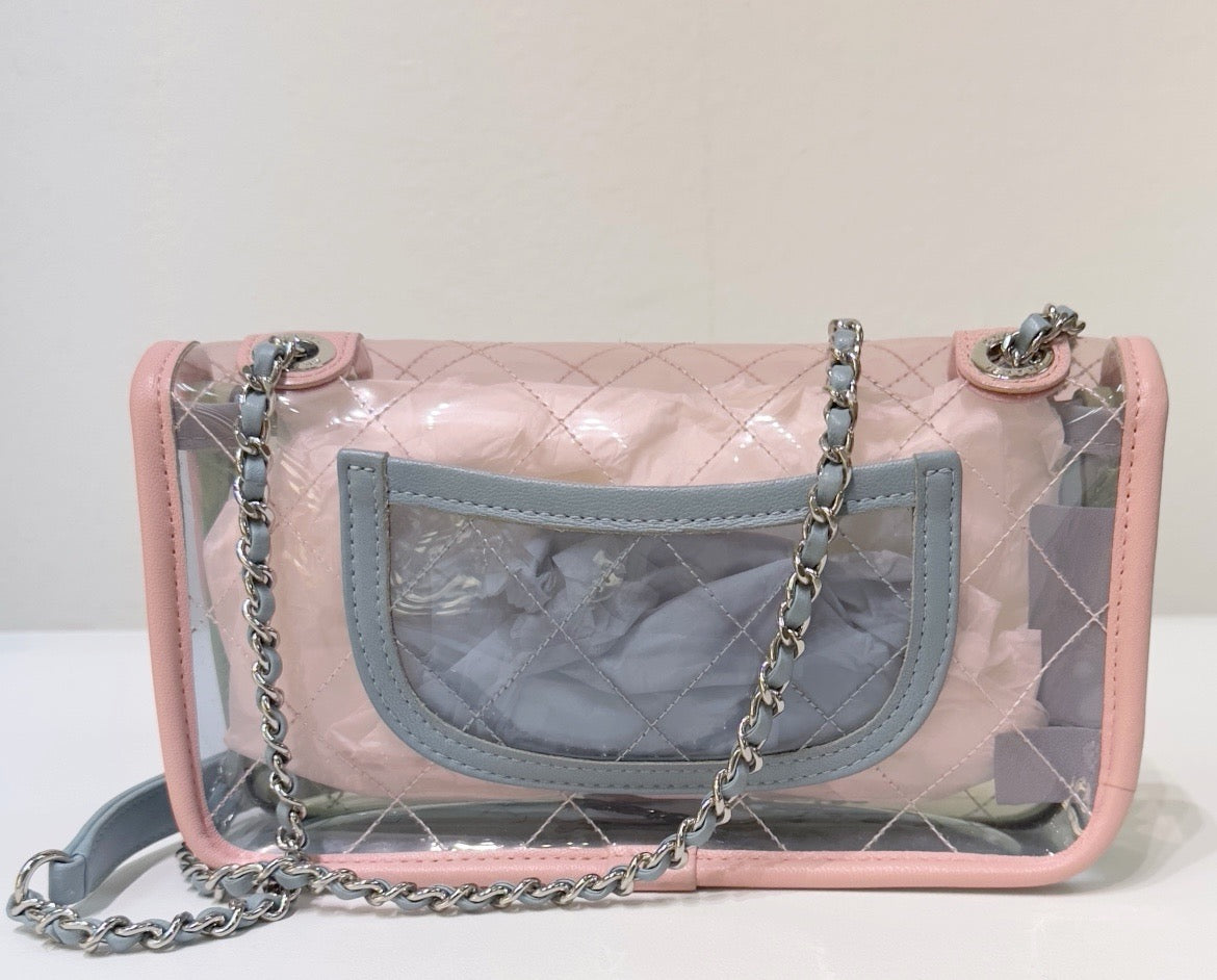 Chanel Mini Coco Splash PVC Flap Bag Pink/Green/Blue Silver Hardware