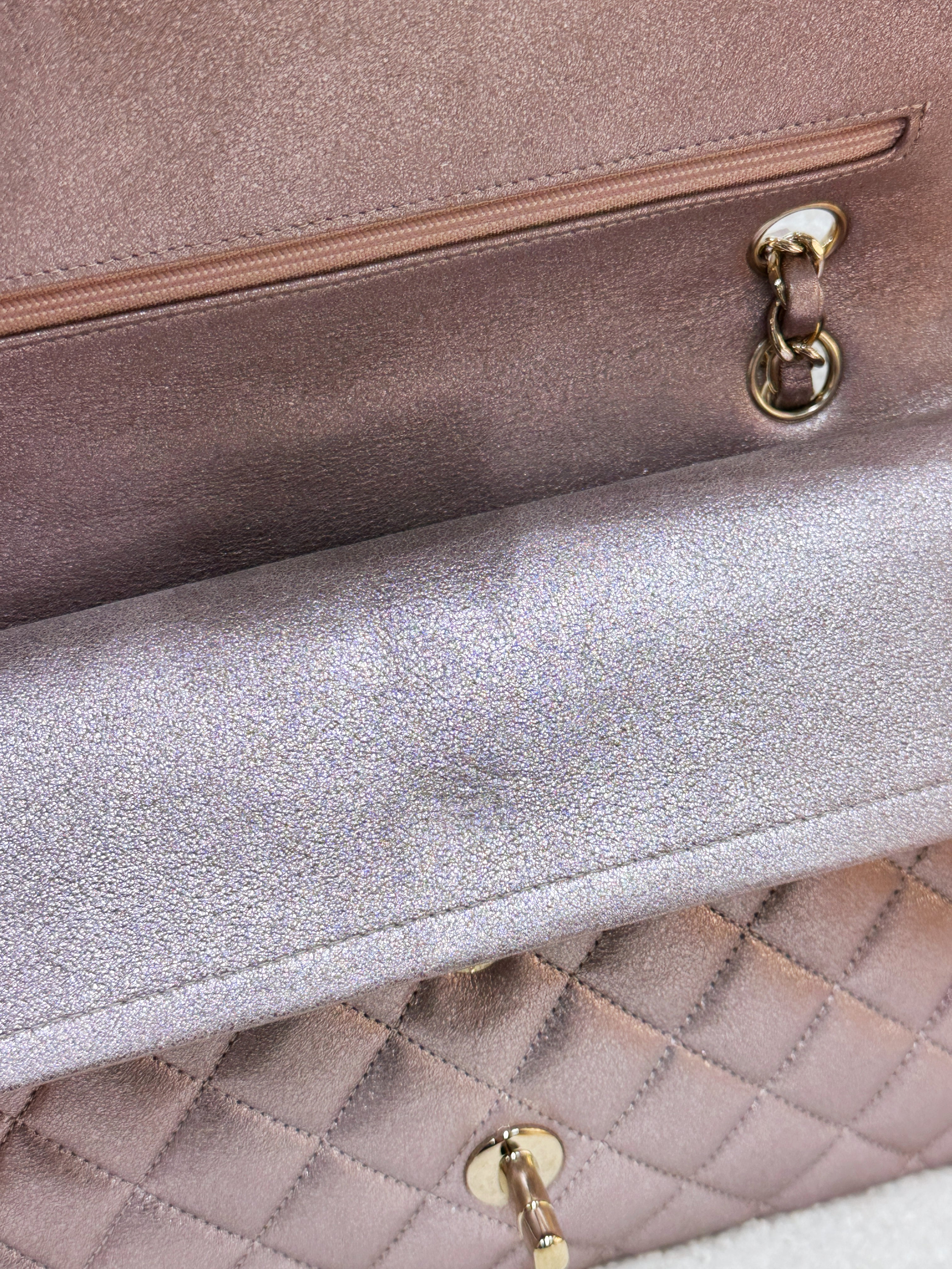 Chanel Classic Quilted Medium Double Flap Iridescent Pink (Calfskin)LGHW 1998 holo card