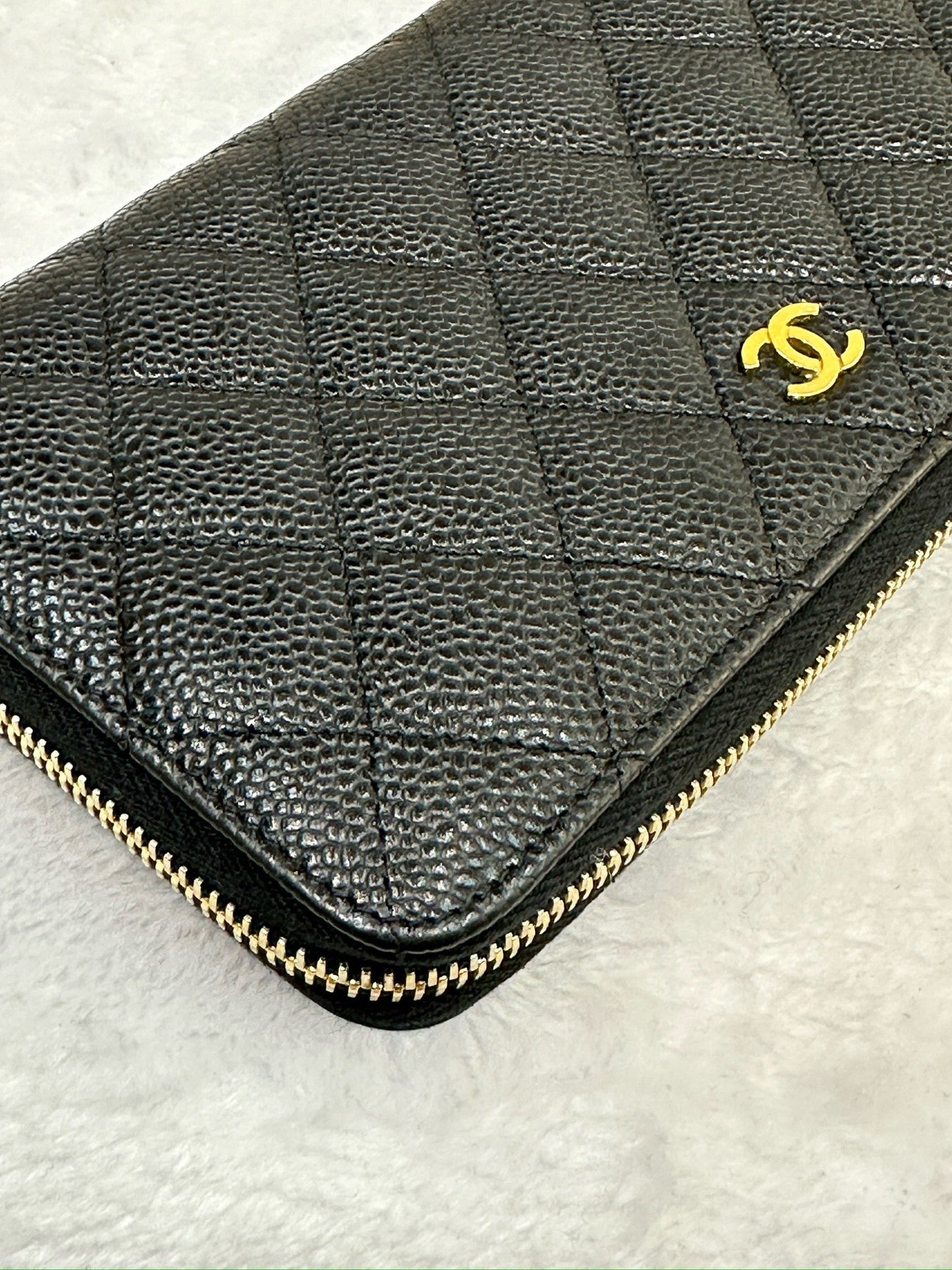 Chanel Caviar Long Zip Wallet Black GHW