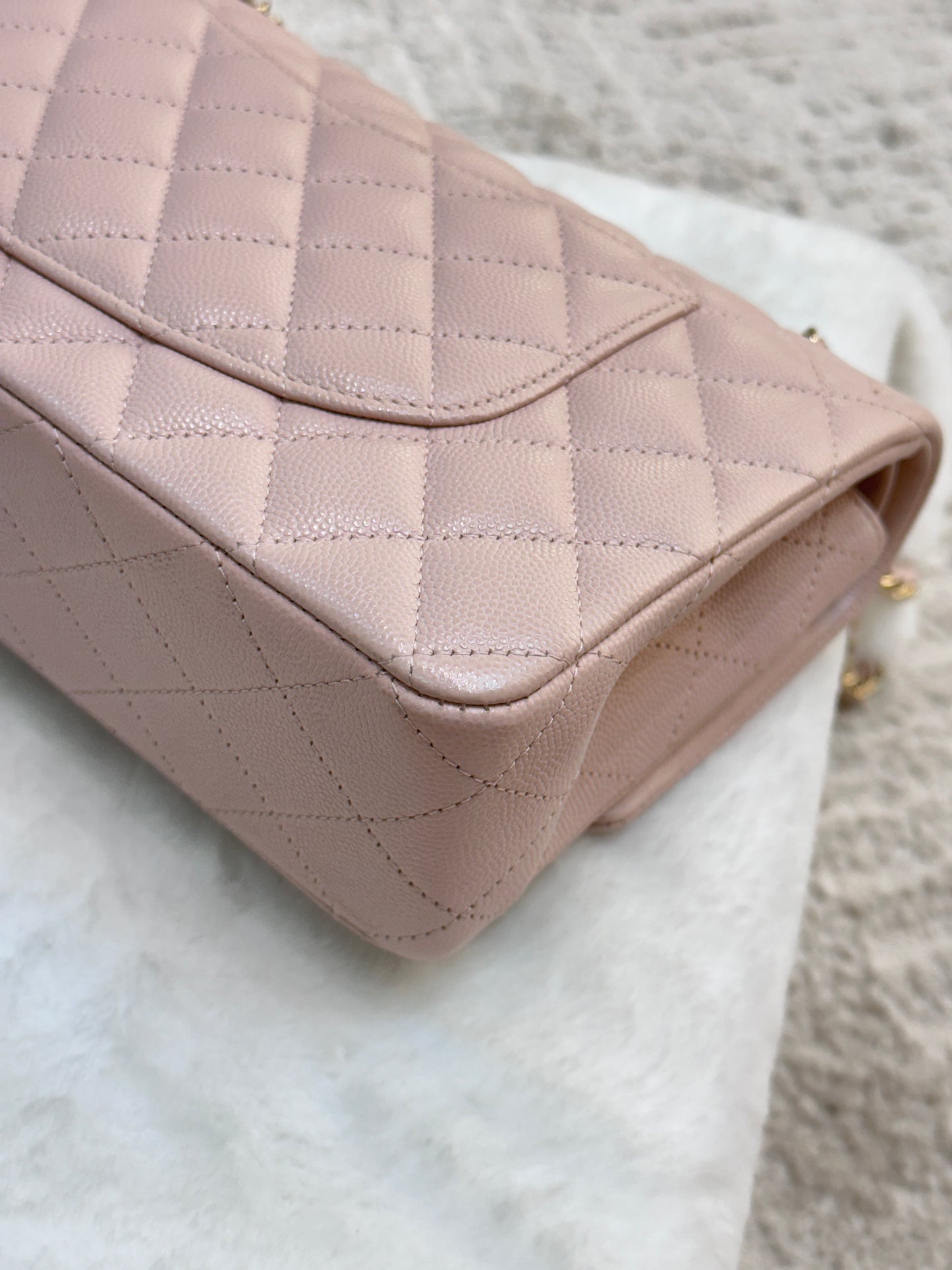 Chanel Medium Caviar Quilted Double Flap Light Pink 21Ｃ