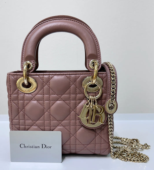 Mini Lady Dior Bag Blush Cannage Lambskin