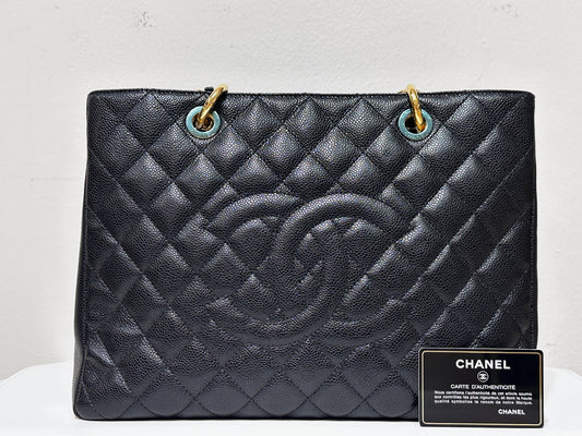 Chanel Caviar Grand Shopping Tote GST Black GHW 2021 holo card