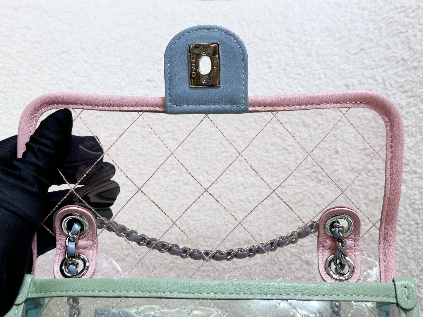 Chanel Coco Splash PVC Mini Flap Bag Pink/Green/Blue 2576 holo card