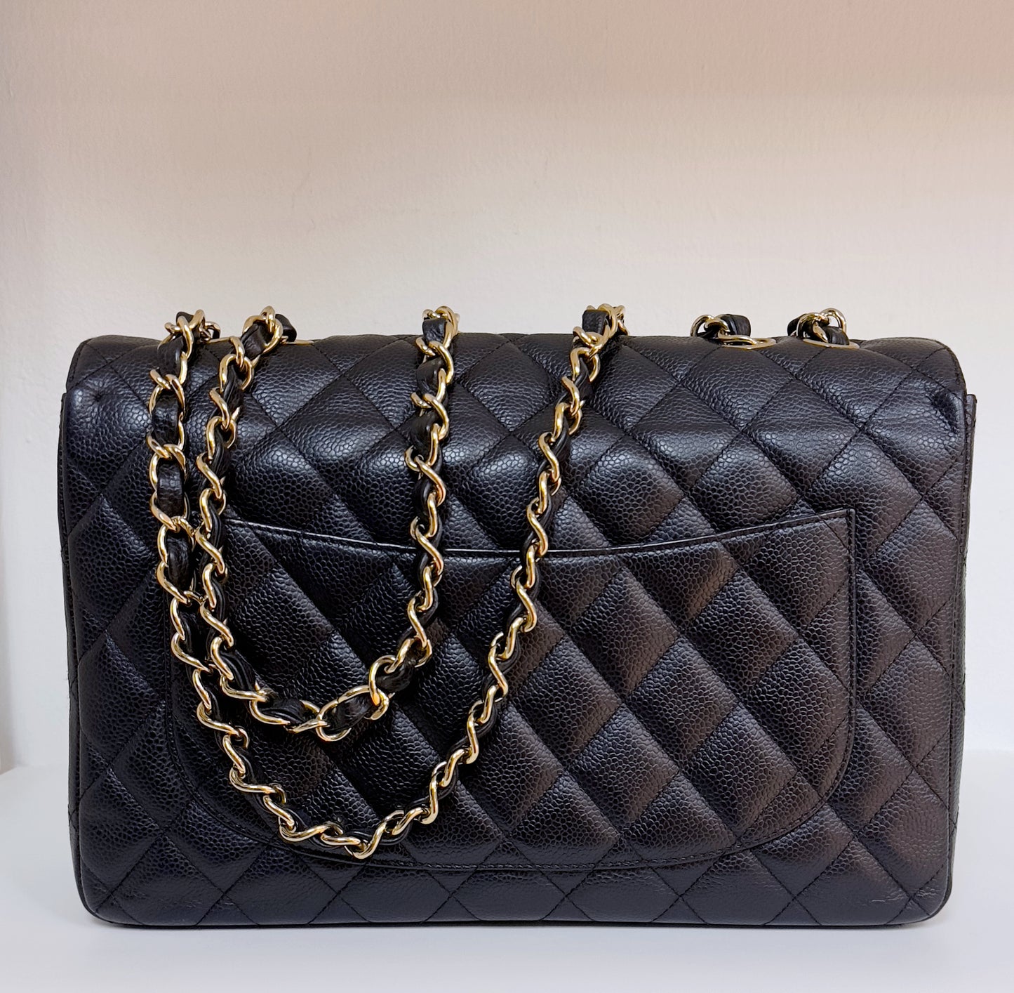 Chanel Jumbo Classic Single Flap Caviar Leather Black 1249 holo