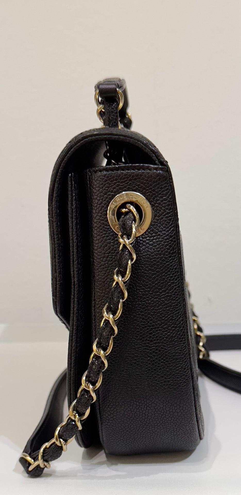 Chanel Flap Bag with Top Handle Black Caviar GHW 23 holo card