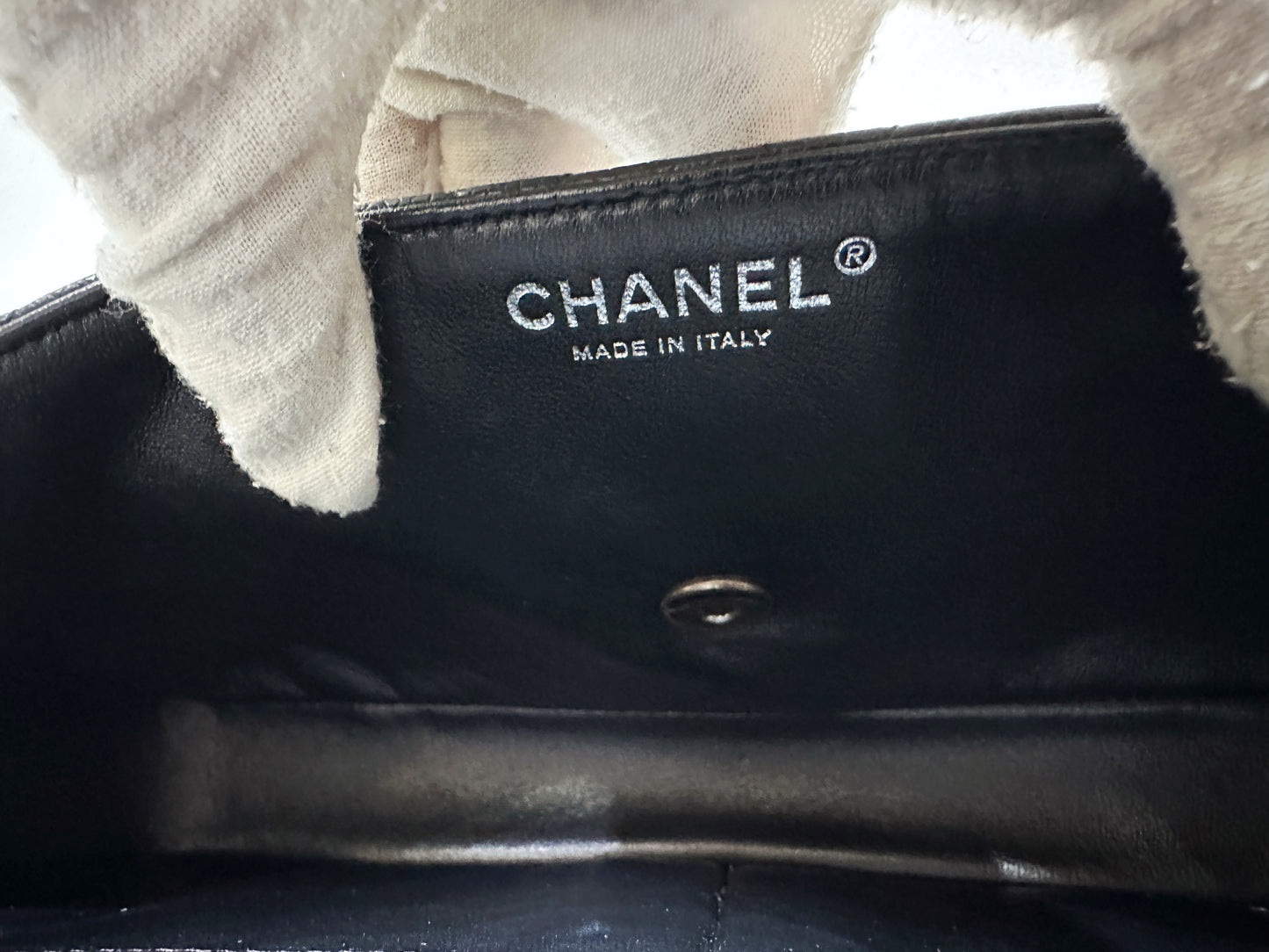 Chanel Caviar East West Flap Bag Black SHW 1172 holo card