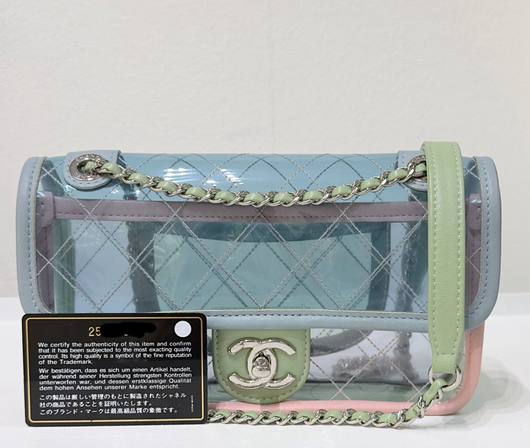 Chanel Mini Coco Splash PVC Flap Bag Blue/Green/Pink SHW