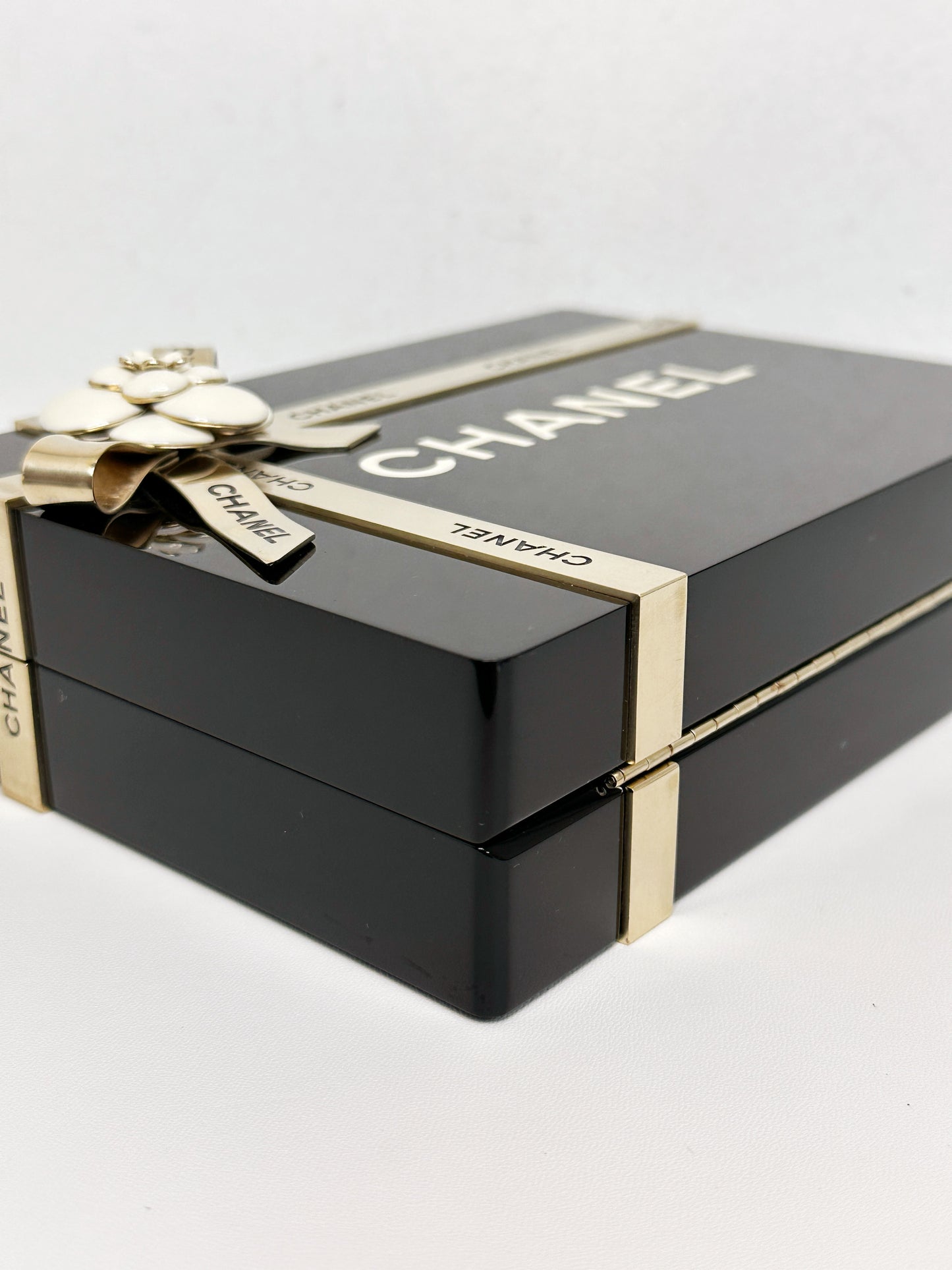 Chanel Plexiglass Gift Box Clutch Black 2327 holo card