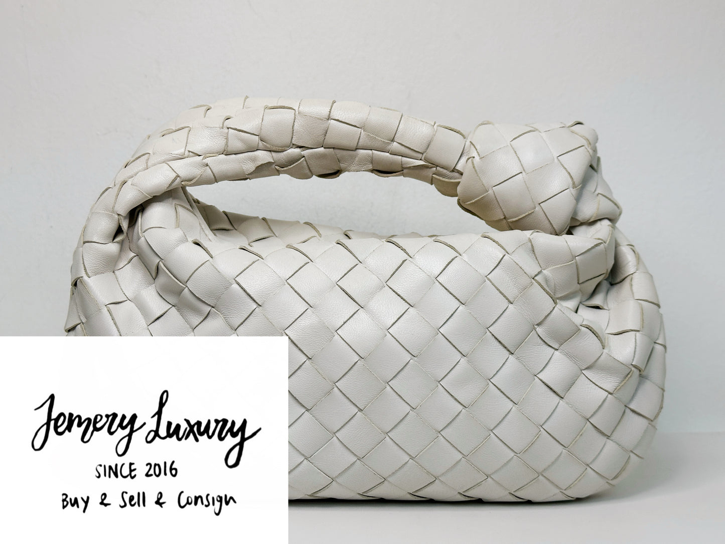 Bottega Veneta White Intrecciato Leather Mini Jodie Bag
