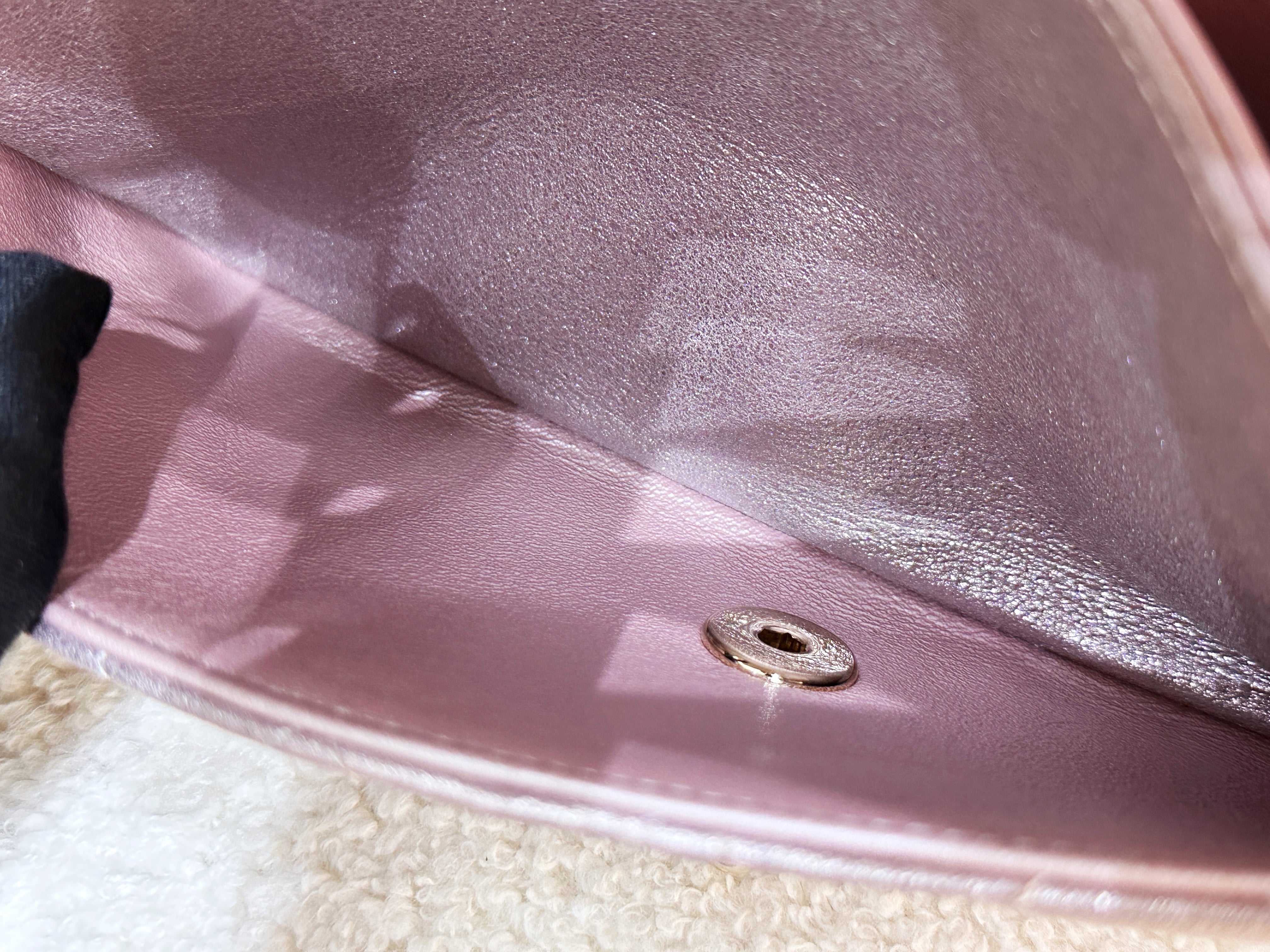 Chanel Classic Quilted Medium Double Flap Iridescent Pink (Calfskin)LGHW 1998 holo card