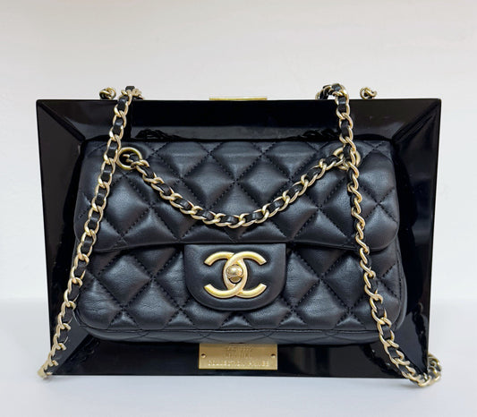 Chanel Black Privée Collection Runway Frame Bag 1951 holo