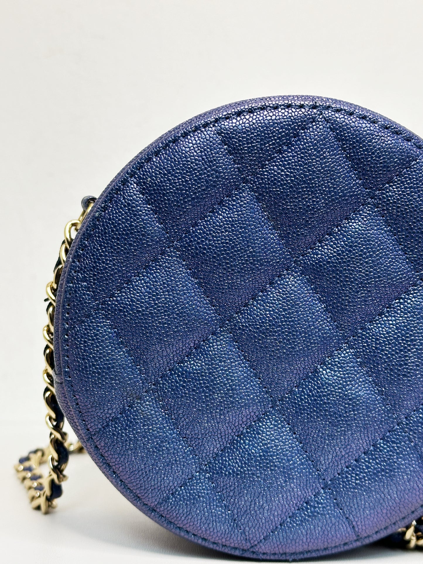 Chanel Matelasse Classic Chain Shoulder Bag Blue 2798 holo card