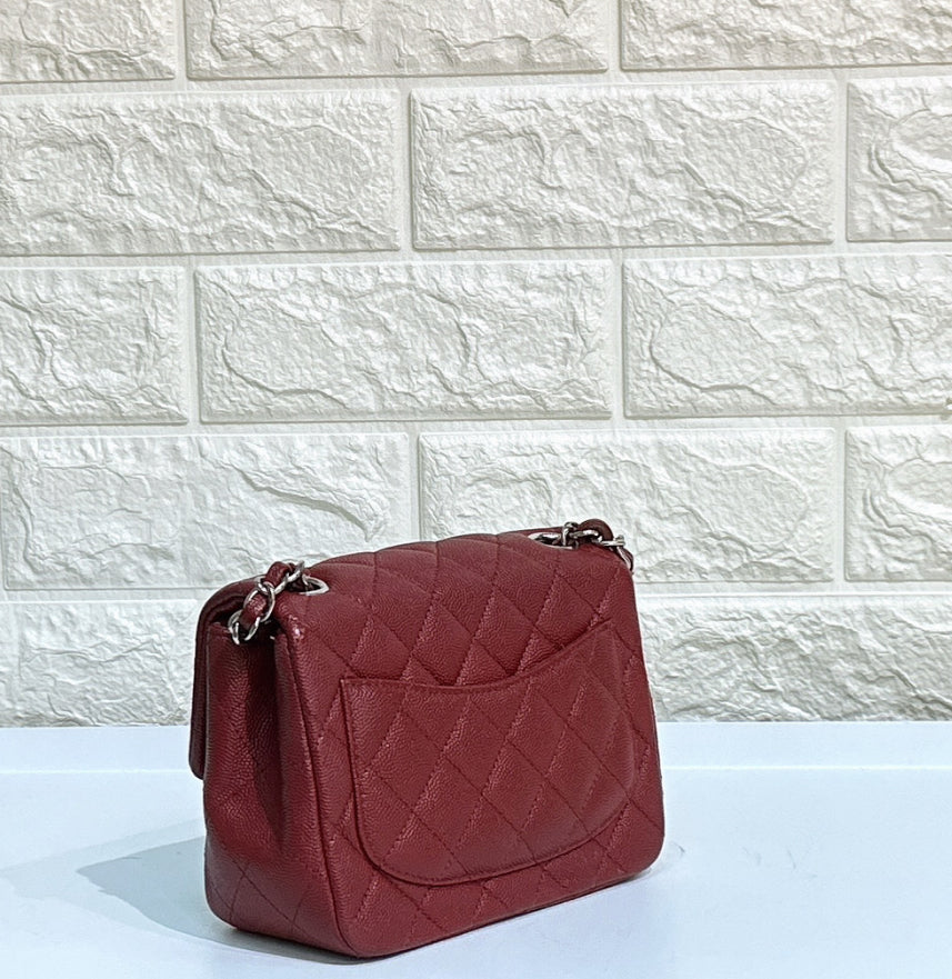 Chanel Classic Square Mini Flap in Red Caviar and SHW