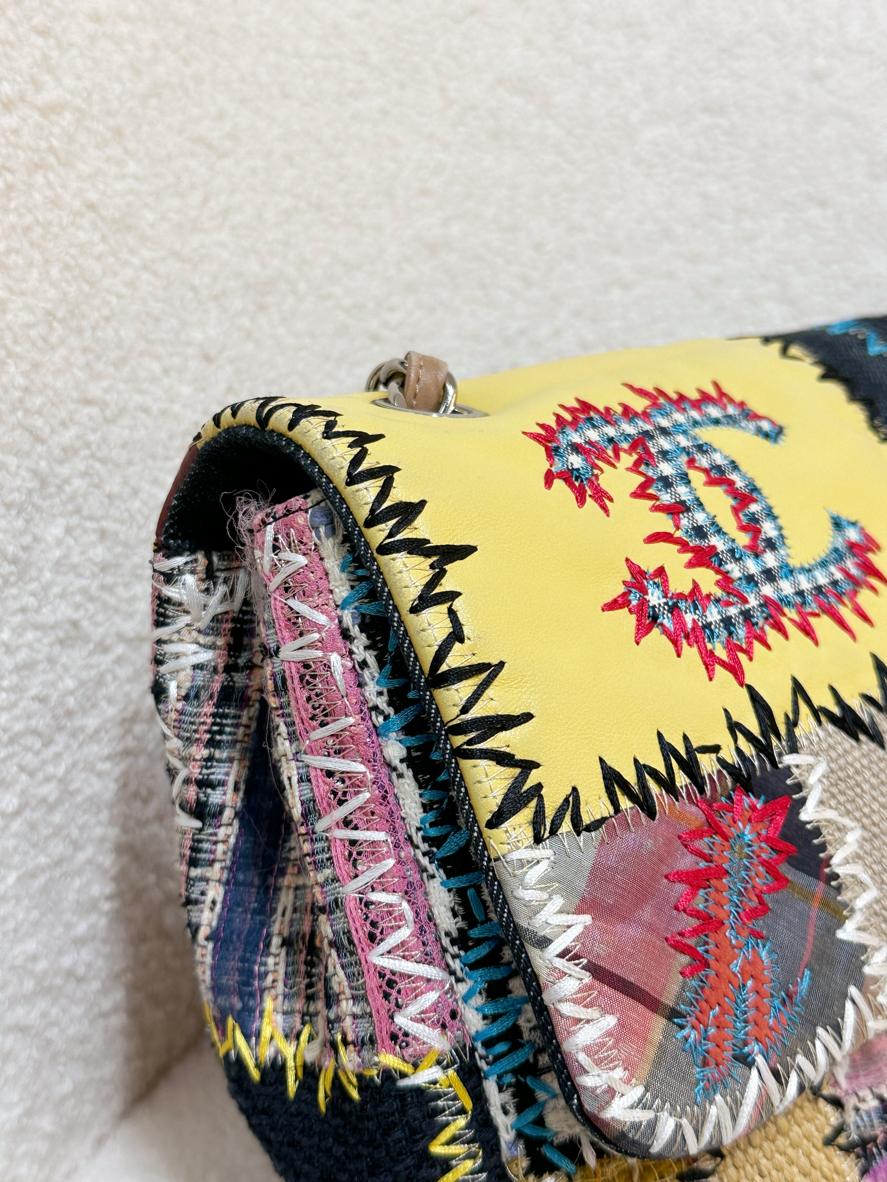 CHANEL TIMELESS PATCHWORK MULTICOLOR JUMBO SINGLE FLAP BAG 1443 holo card