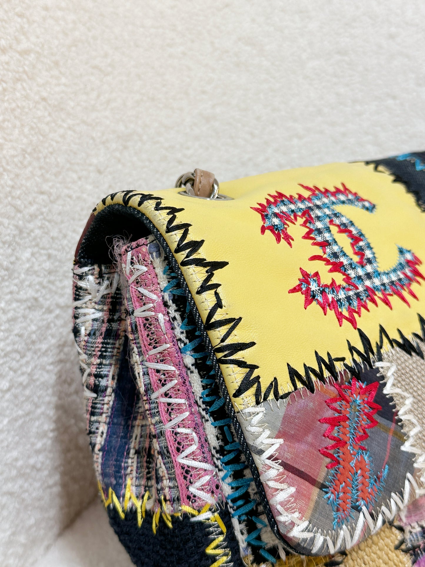 CHANEL TIMELESS PATCHWORK MULTICOLOR JUMBO SINGLE FLAP BAG 1443 holo card