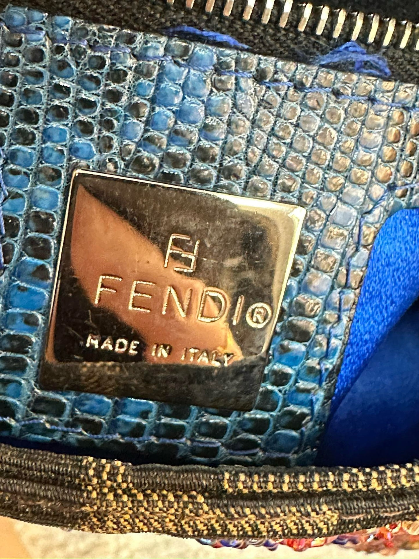 Fendi Baguette Zucca Monogram with Beaded Floral Embroidery SHW