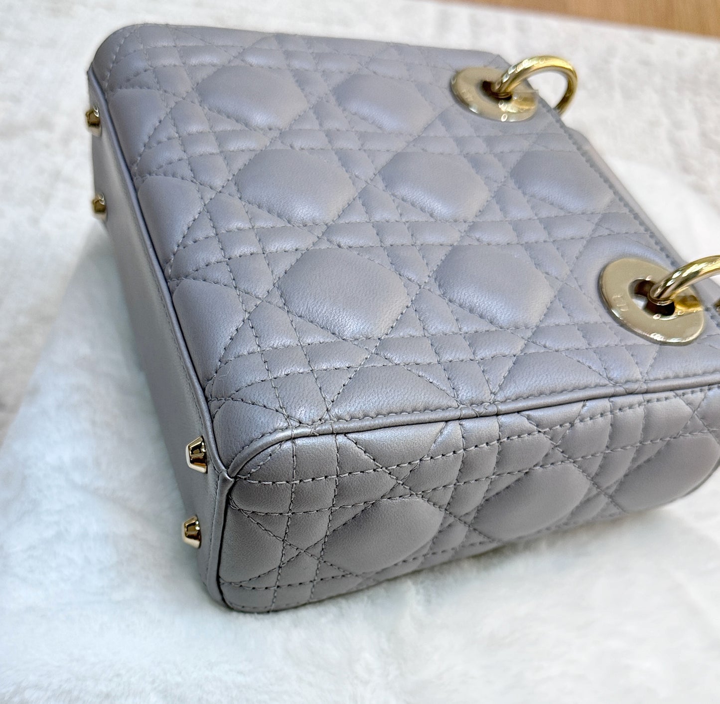 DIOR Mini Lady Dior Pearl Grey GHW