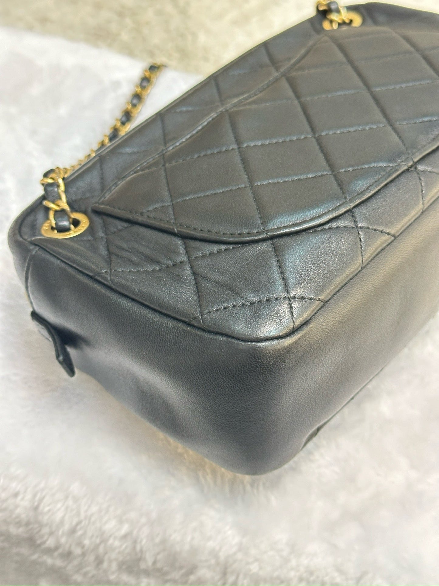 Chanel Lambskin Quilted All About Chains Camera Bag Black