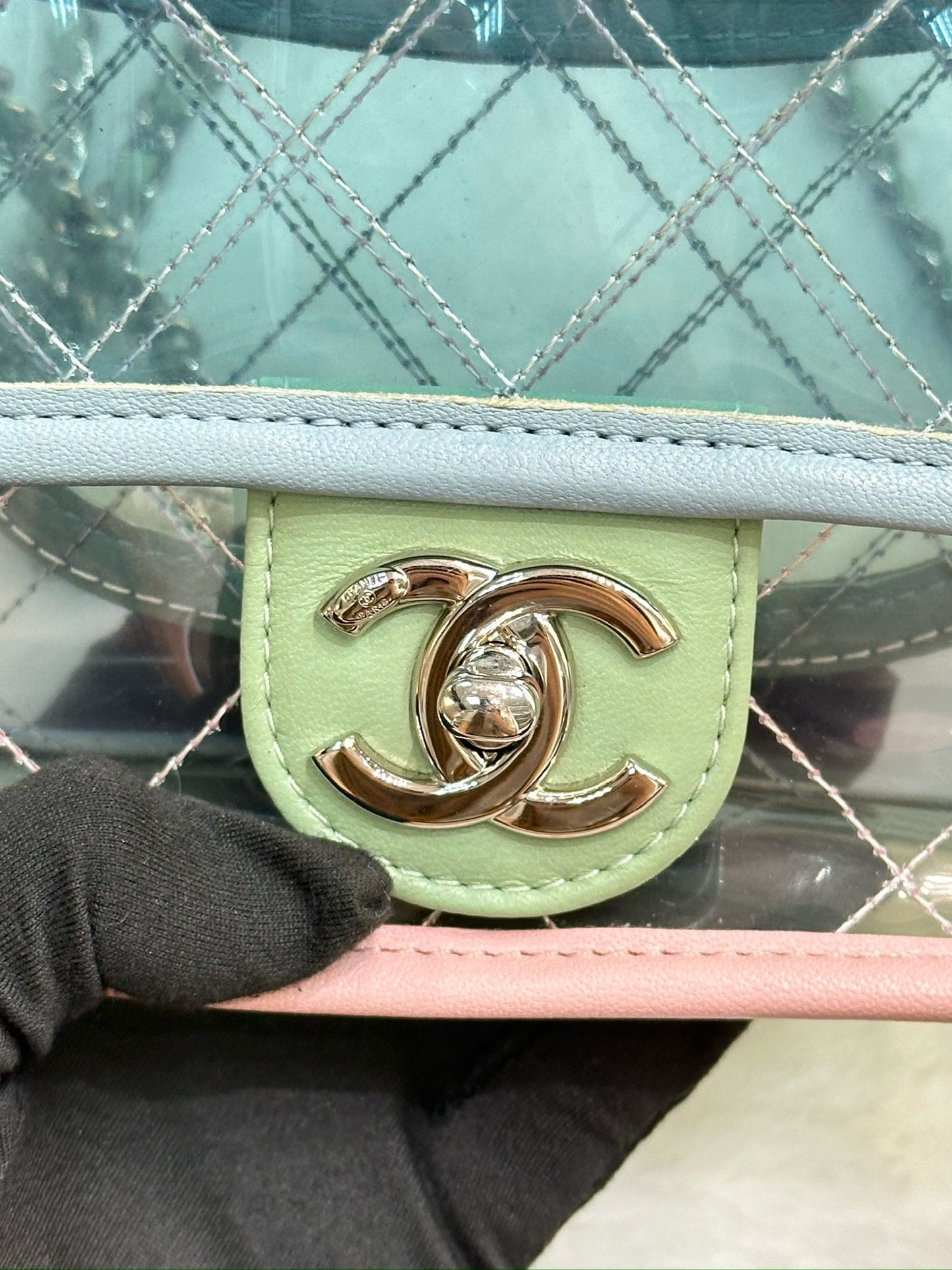 Chanel Mini Coco Splash PVC Flap Bag Blue/Green/Pink SHW