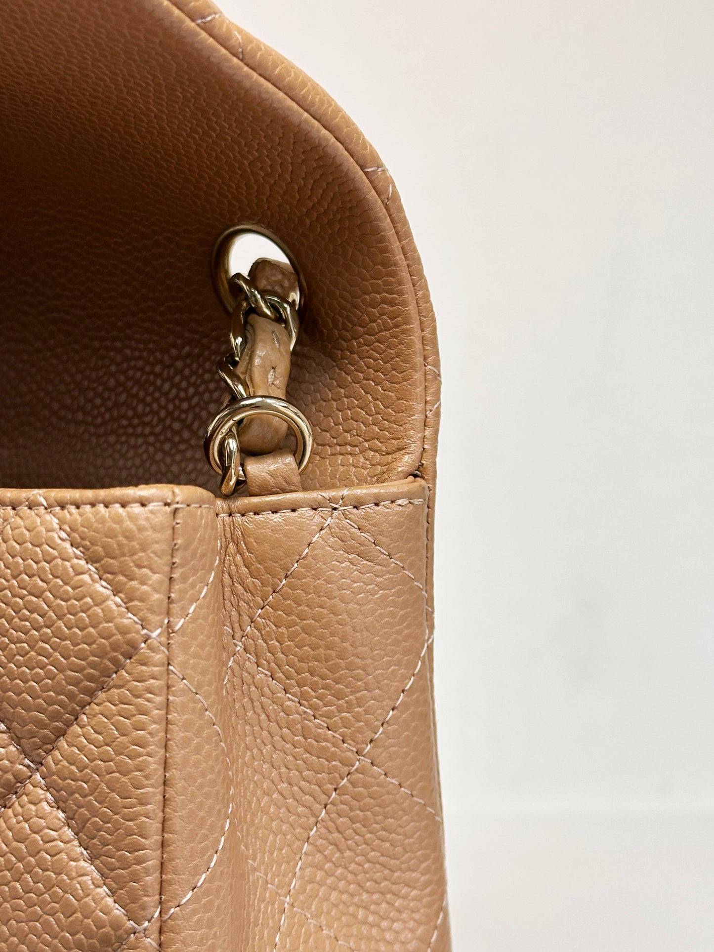 Chanel Classic Mini Rectangular Caviar Dark Beige Bag GHW 259 holo card (corner slightly touch)