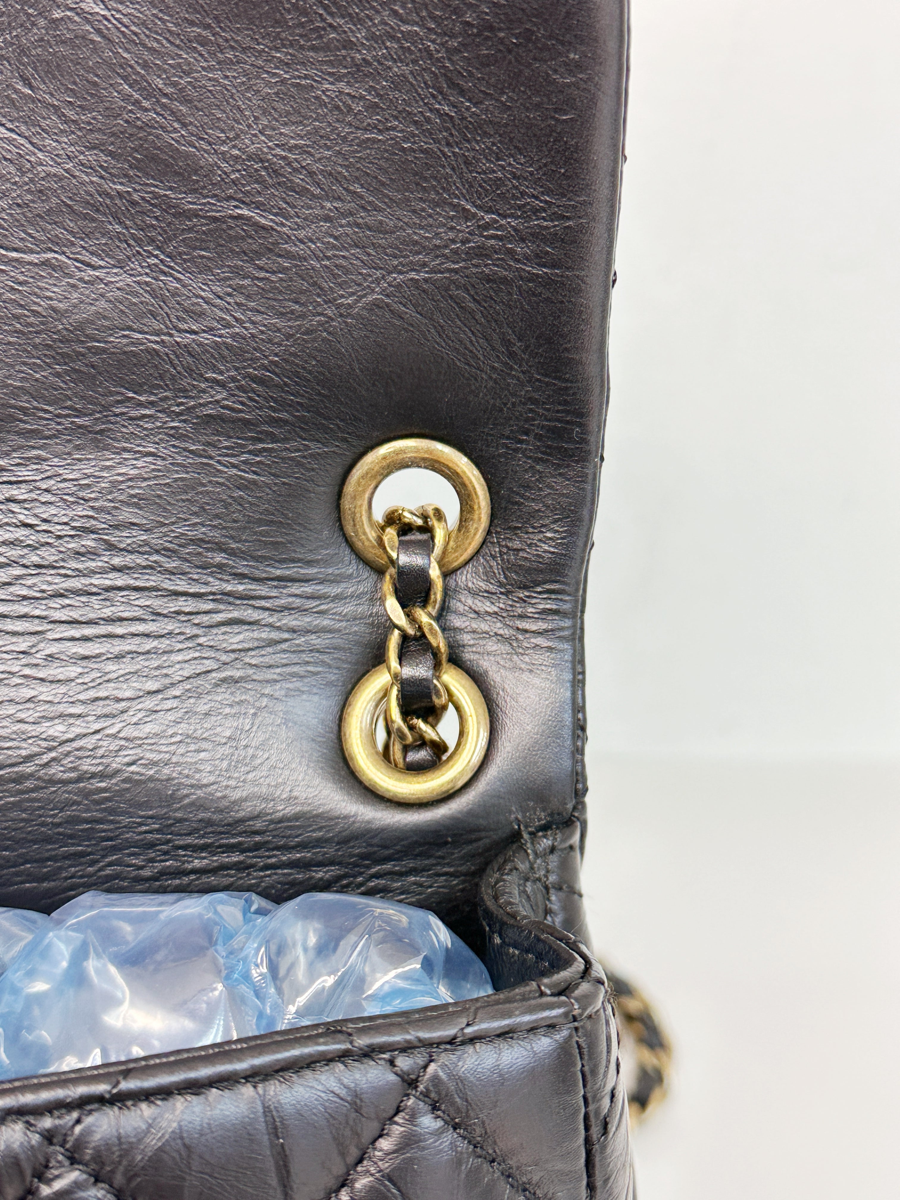 Chanel Mini Limited Edition Aged Calfskin Quilted Medallion Flap Black GHW 206 holo card