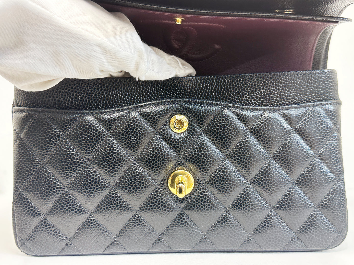 Chanel Small Classic Quilted Caviar Double Flap Bag Black TLLT Microchip