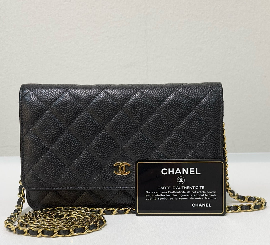 Chanel Classic Wallet on Chain Caviar Black GHW 24 Holo