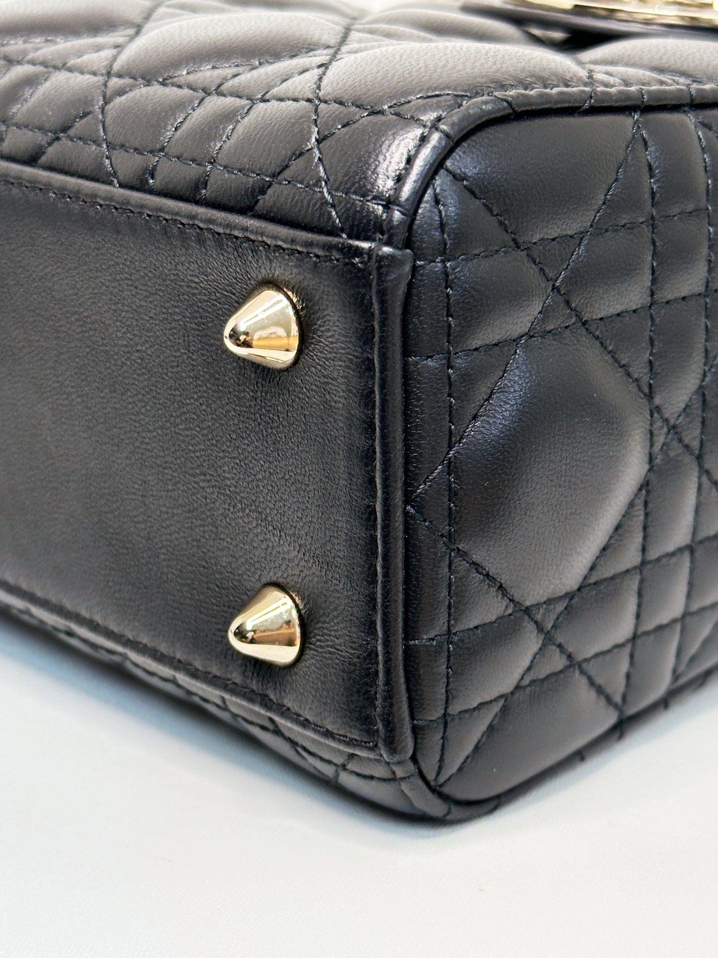 Christian Dior Small Cannage Lambskin My Lady Dior ABC Bag Black GHW