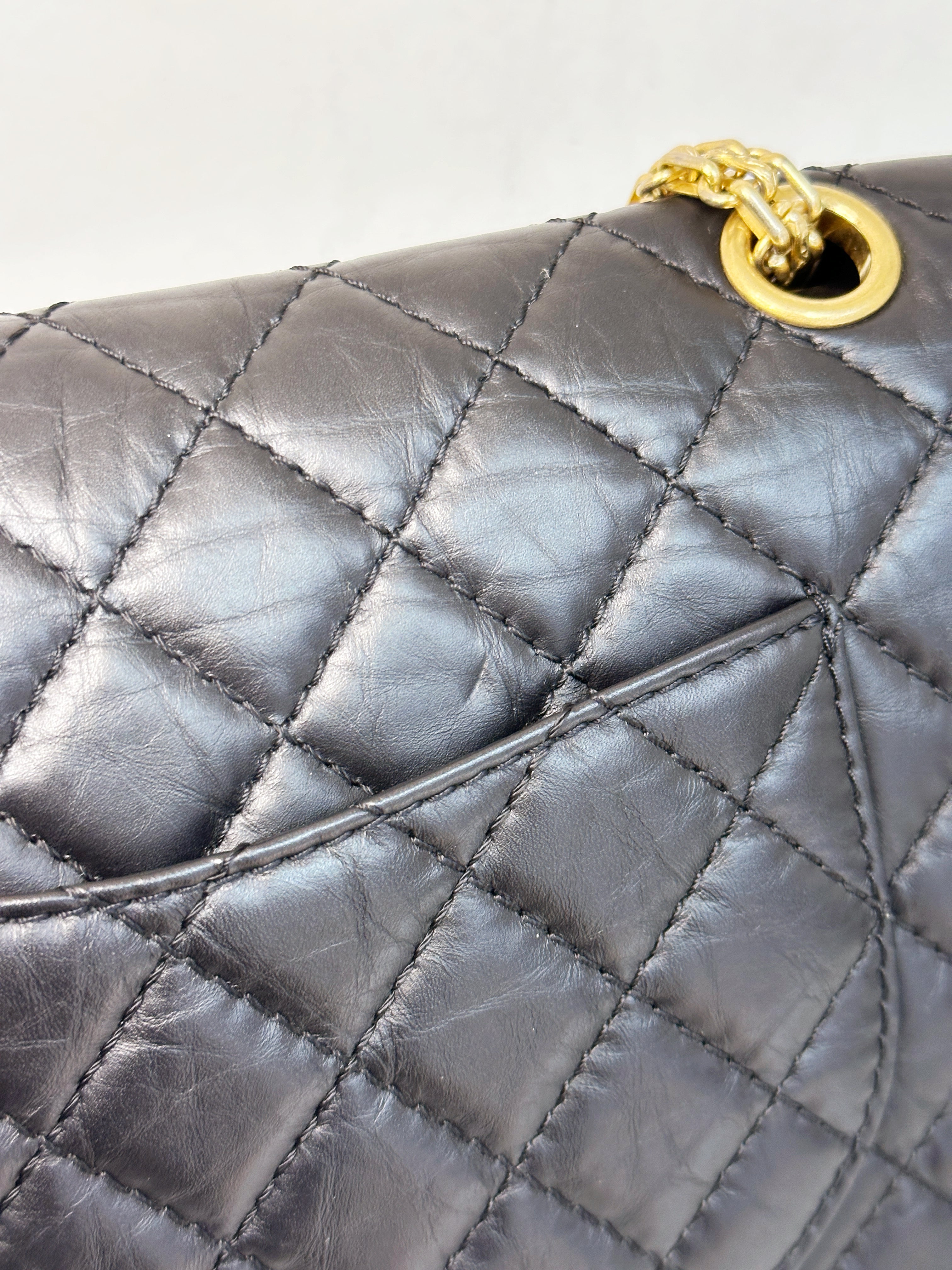 Chanel Small 2.55 Reissue Aged Calfskin Lucky Charms 225 Flap Black GHW